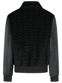 Balmain 'Monogram' Bomber Jacket In Cotton And Black Viscose