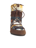 Moonboot 'Icon Postcard' Brown Nylon And Suede Boots