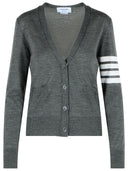 Thom Browne Cárdigan de lana virgen gris '4 Bar'