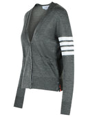 Thom Browne Cárdigan de lana virgen gris '4 Bar'