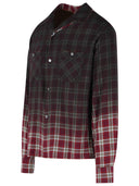 Maison Margiela Burgundy Viscose Check Shirt With Gradient Effect