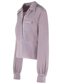 Maison Margiela Lilac Long Sleeved Silk Shirt