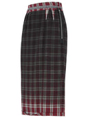 Maison Margiela Red And Grey Faded Check Wool Skirt