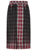 Maison Margiela Red And Grey Faded Check Wool Skirt