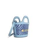 Marni Micro 'Tropicalia' Bag In Light Blue Lear And Raffia Effect Fabric