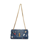 Marc Jacobs () Mini borsa a doppia catena "Trinket" in denim blu