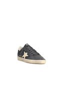 Golden Goose 'Ball Star' Grey Lear Sneakers With Ivory Star And Heel