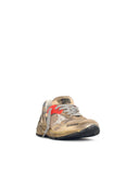 Golden Goose 'Running Dad' Gold And White Laminated Lear Blend Sneakers