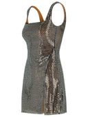 Self Portrait 'Rhinestone' Grey Polyester Dress