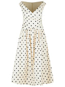Abito in cotone color crema a pois con autoritratto