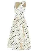 Abito in cotone color crema a pois con autoritratto
