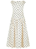 Abito in cotone color crema a pois con autoritratto