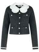 Zelfportret donkergrijs wolmix crop vest