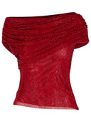 Haut en polyester bordeaux Self Portrait