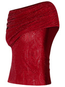 Haut en polyester bordeaux Self Portrait