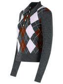 Maglione di lana grigio "Argyle" con autoritratto