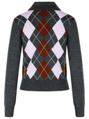Maglione di lana grigio "Argyle" con autoritratto