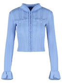 Cardigan 'Pearl' Self Portrait En Mélange De Viscose Bleu Clair