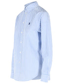 Polo Ralph Lauren Light Blue Striped Cotton Blend Shirt