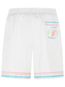 Casablanca 'Dance Joy' White Silk Twill Shorts