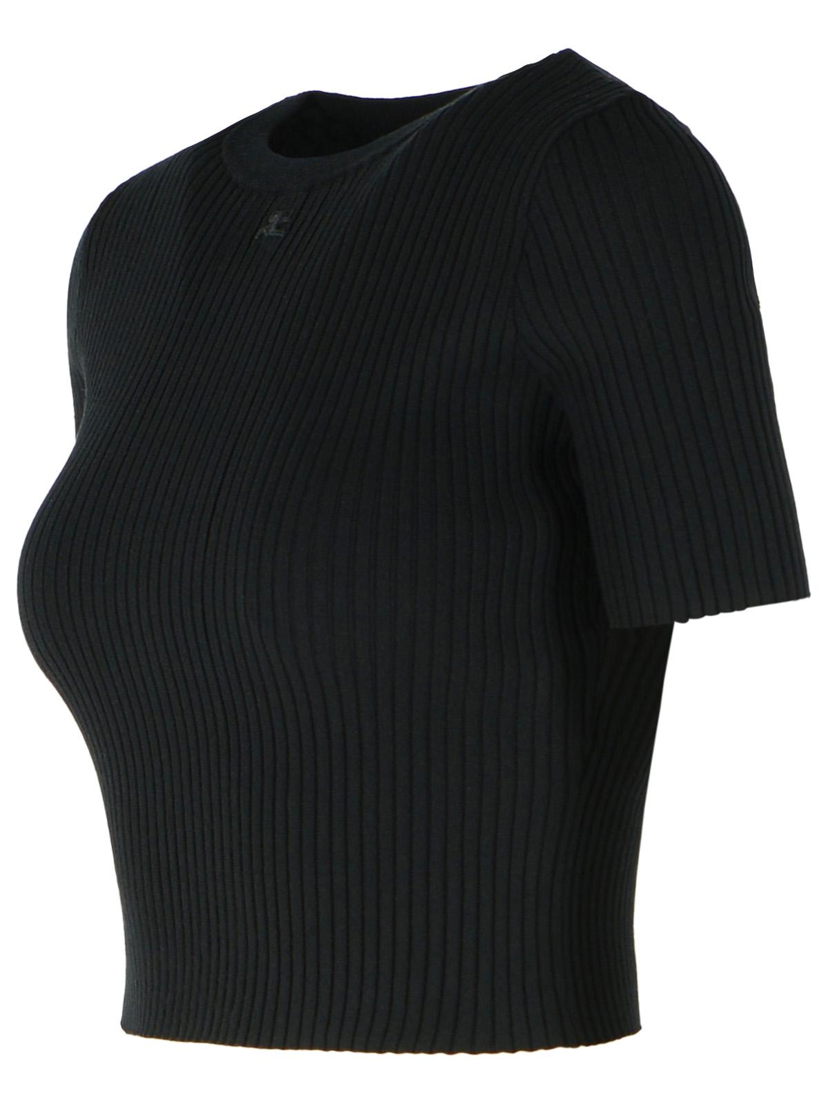 Courreges Black Viscose Blend T Shirt