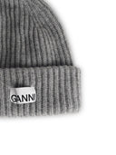 Ganni Grey Wool Blend Beanie