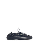 Czarne baletki Ganni „Lace Up” Oleatex