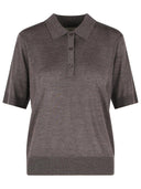 Loulou De Saison 'Migo' Brown Cashmere Polo Shirt