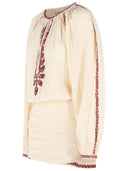 Isabel Marant Etoile 'Ludy' Short Dress In Beige And Red Cotton
