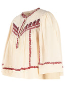 Isabel Marant Etoile 'Juline' Beige And Red Cotton Blouse