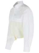 Camicia Mm6 Maison Margiela In Popeline Di Cotone Effetto Specchio Bianco