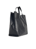 Jil Sander 'Tape' Medium Tote Bag In Black Vegetable Tanned Lear