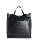 Jil Sander 'Tape' Medium Tote Bag In Black Vegetable Tanned Lear