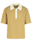 Jil Sander Beige Cotton Knit Polo Shirt