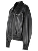 Jil Sander Black Lear Bomber Jacket