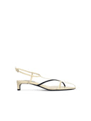Jil Sander 'Cage' Chalk White Lear Sandals With Two Tone Woven Straps And Low Heels