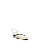 Jil Sander 'Cage' Chalk White Lear Sandals With Two Tone Woven Straps And Low Heels