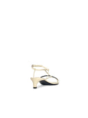 Jil Sander 'Cage' Chalk White Lear Sandals With Two Tone Woven Straps And Low Heels