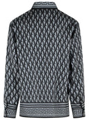 Versace Slim Shirt In Black And Gray Printed Silk Twill