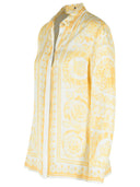 Versace White And Beige 'Barocco' Silk Shirt