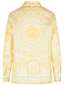 Versace White And Beige 'Barocco' Silk Shirt