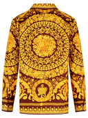 Versace Chemise en soie marron et dorée 'Barocco'
