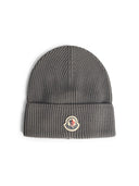 Moncler 'Tricot' Grey Cotton Beanie