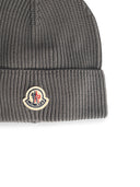Moncler 'Tricot' Grey Cotton Beanie