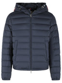 Moncler Navy Blue Polyester Kort 'Vermeille' Hættejakke