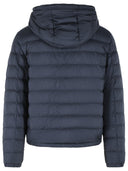 Moncler Navy Blue Polyester Kort 'Vermeille' Hættejakke