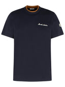 T-shirt Moncler con logo ricamato in cotone blu navy