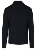 Moncler Padded Virgin Wool Cardigan With Zip Navy Blue