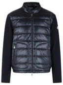 Moncler Crdigan Rembourré En Laine Vierge Avec Zip Bleu Marine