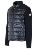 Moncler Crdigan Rembourré En Laine Vierge Avec Zip Bleu Marine